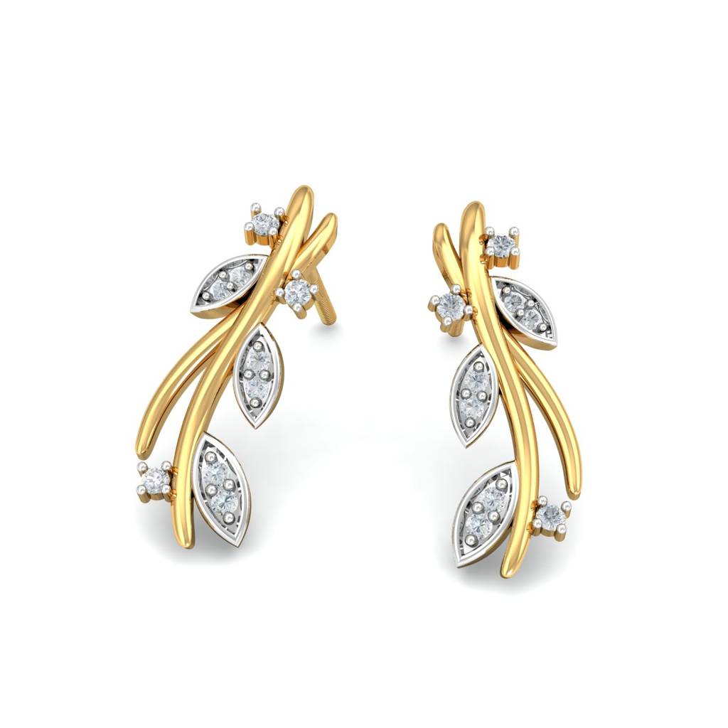 KuberBox 18K Yellow Gold Fairy Twig Earrings