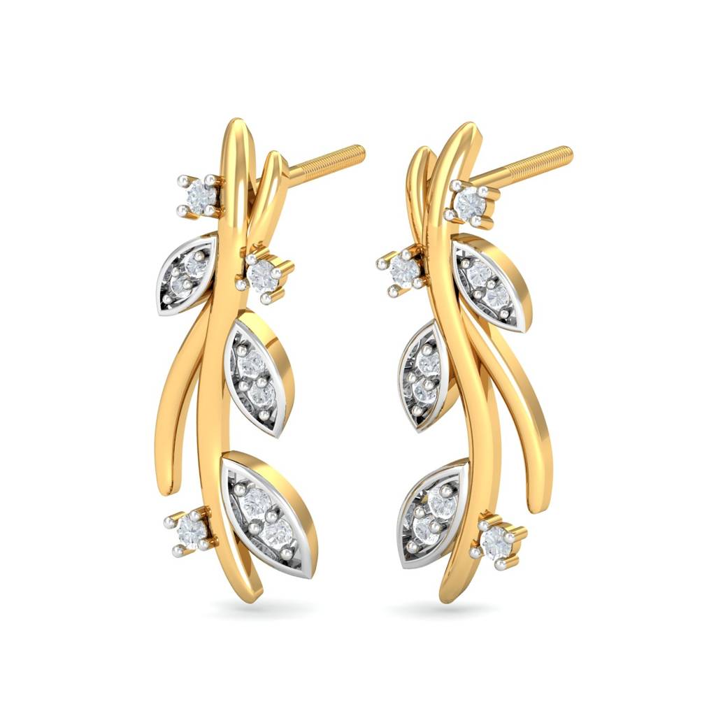 KuberBox 18K Yellow Gold Fairy Twig Earrings