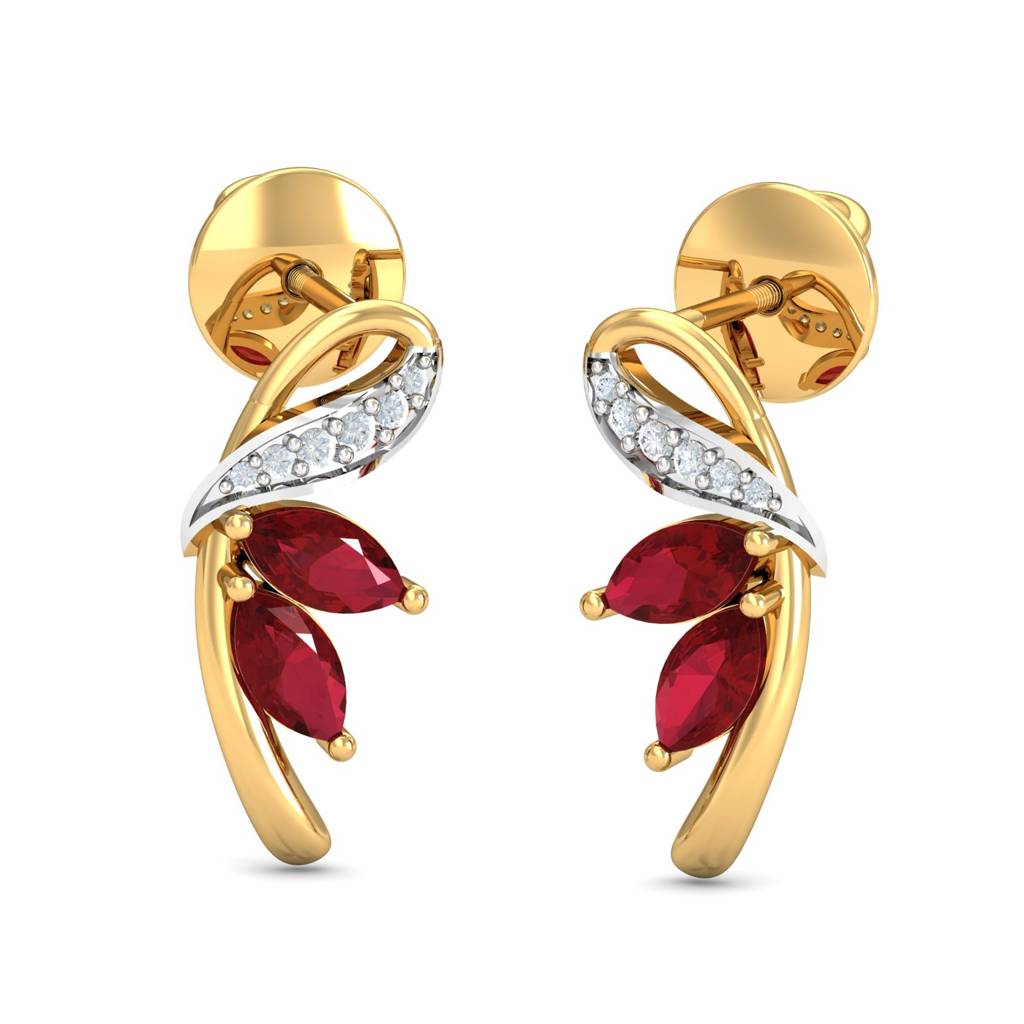 KuberBox 18K Yellow Gold Avery Ruby Earrings