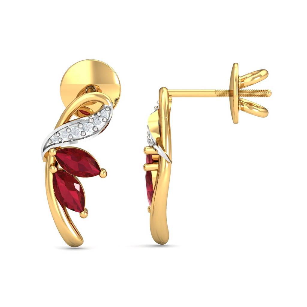 KuberBox 18K Yellow Gold Avery Ruby Earrings