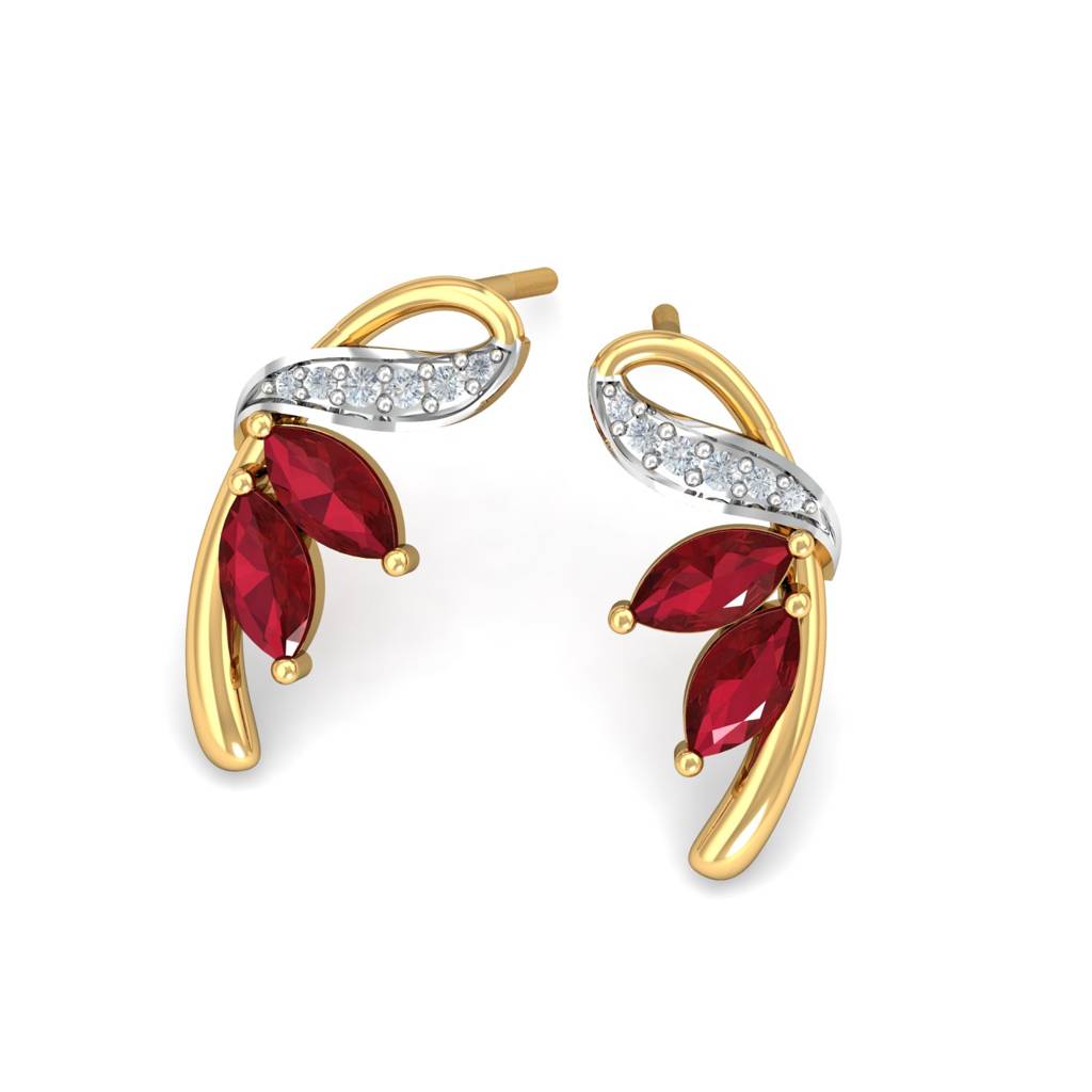 KuberBox 18K Yellow Gold Avery Ruby Earrings