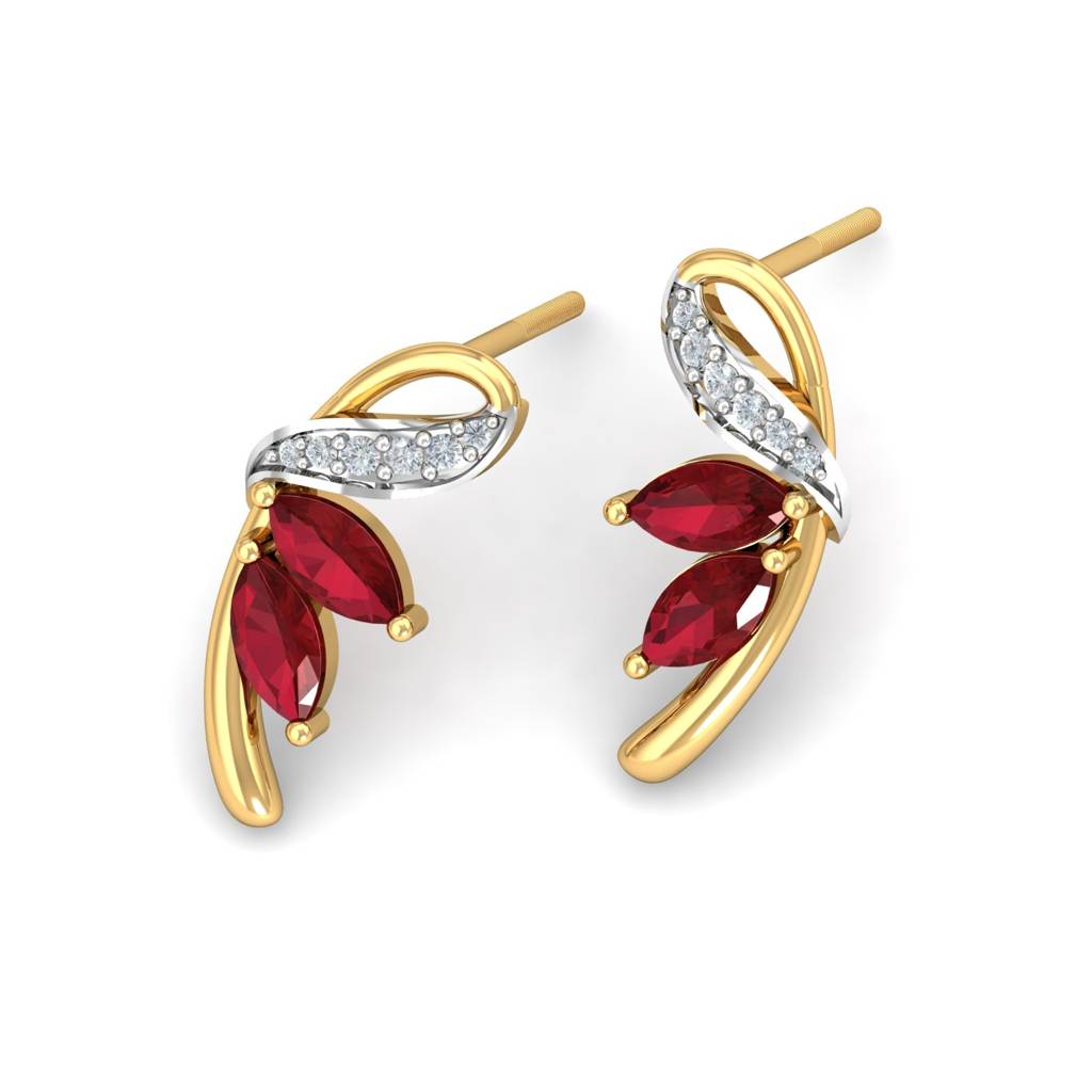 KuberBox 18K Yellow Gold Avery Ruby Earrings