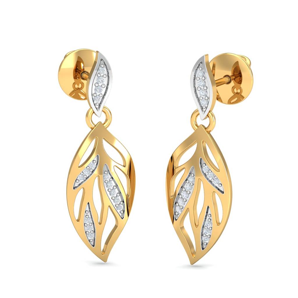 KuberBox 18K Yellow Gold Leafy-Affair Earrings