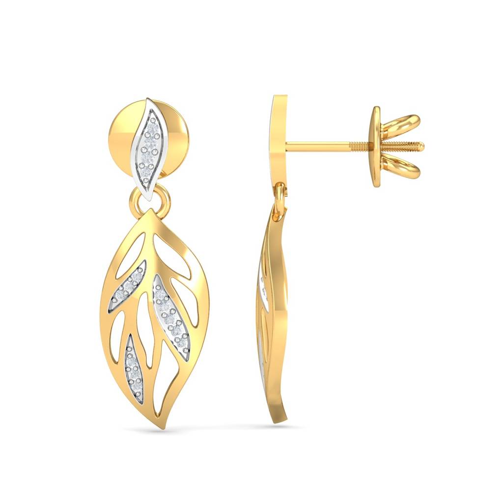 KuberBox 18K Yellow Gold Leafy-Affair Earrings