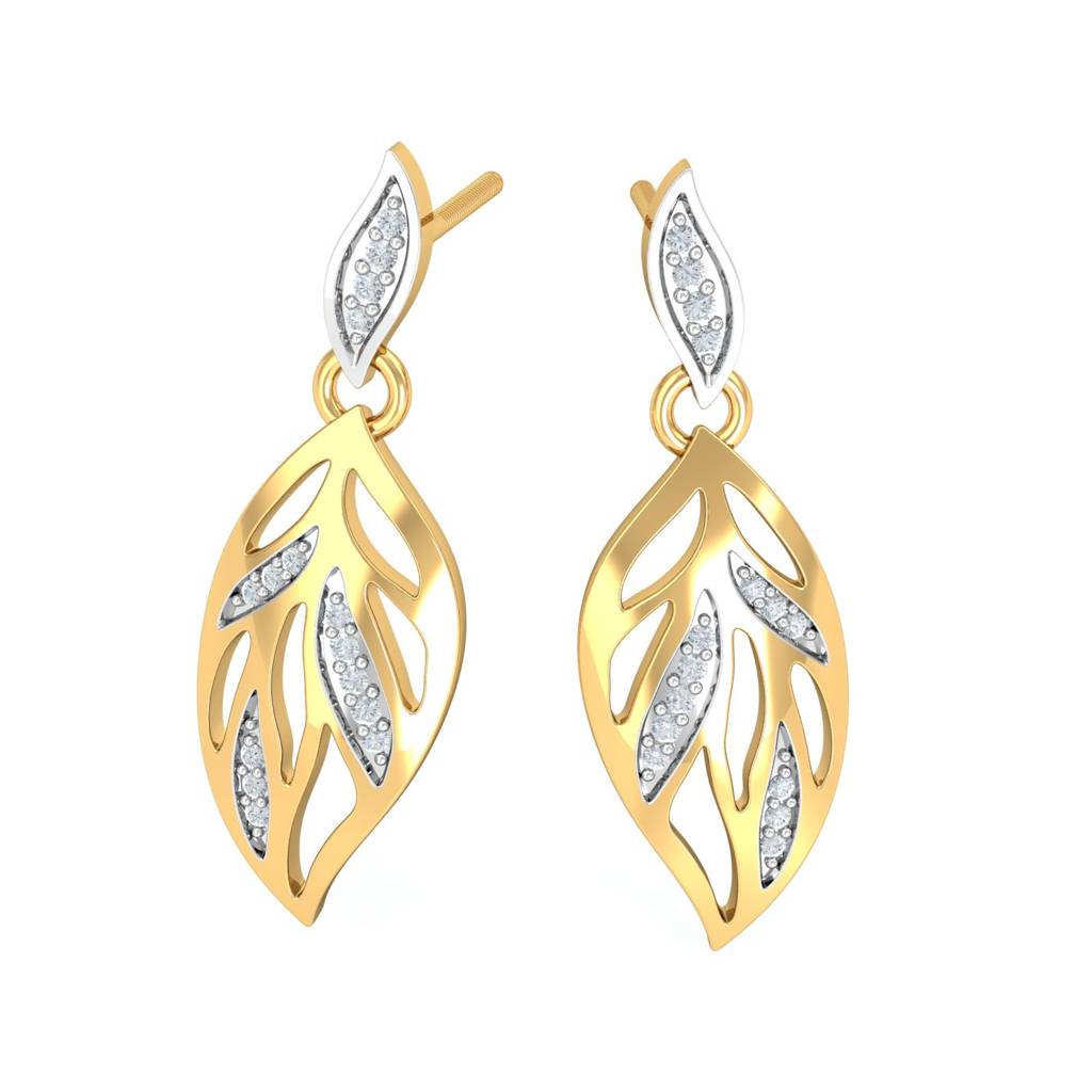 KuberBox 18K Yellow Gold Leafy-Affair Earrings