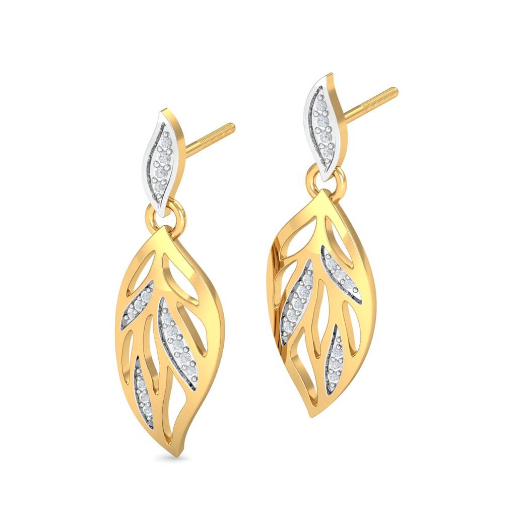 KuberBox 18K Yellow Gold Leafy-Affair Earrings