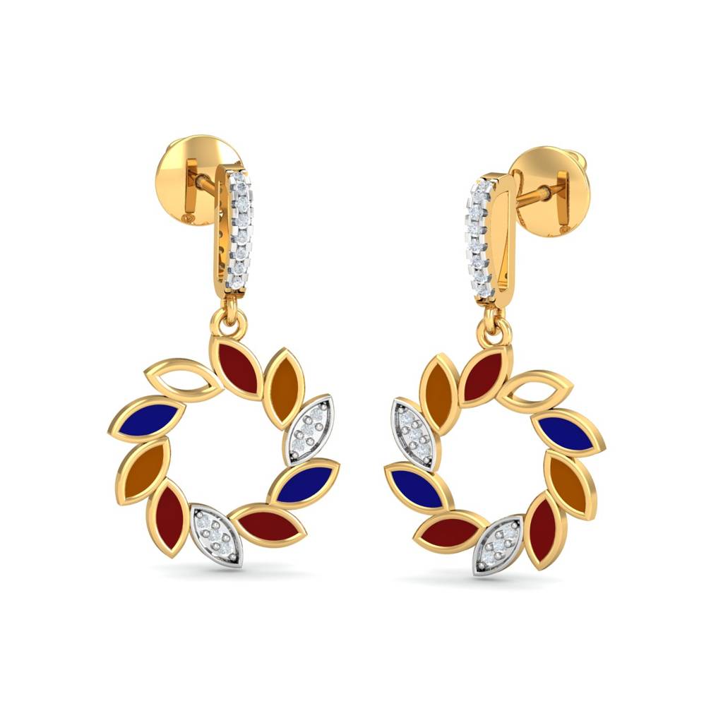 KuberBox 18K Yellow Gold Rang-Chakra Drop Earrings