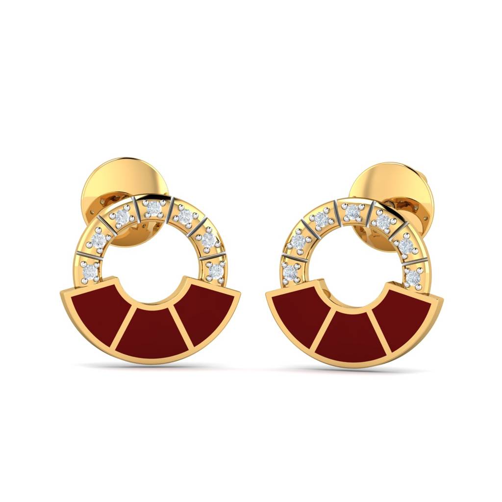 KuberBox 18K Yellow Gold Siesta Enamel Stud Earrings