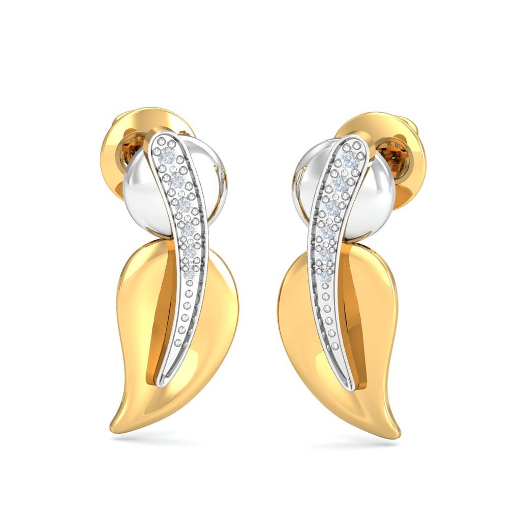 KuberBox 18K Yellow Gold Petal Ball Stud Earrings