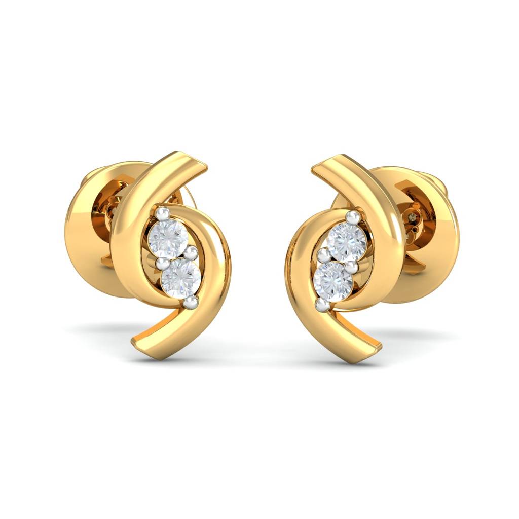 KuberBox 18K Yellow Gold Clasping Palms Stud Earrings