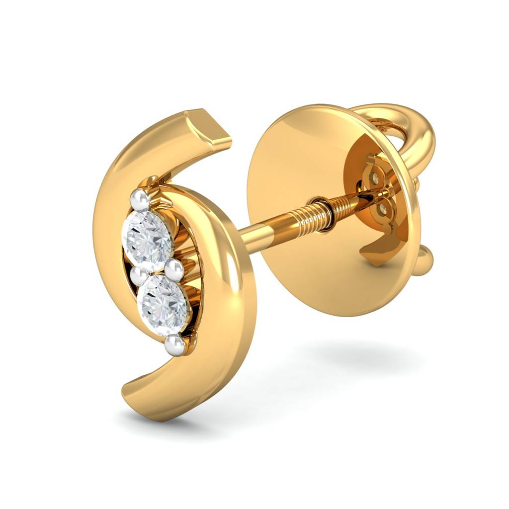 KuberBox 18K Yellow Gold Clasping Palms Stud Earrings