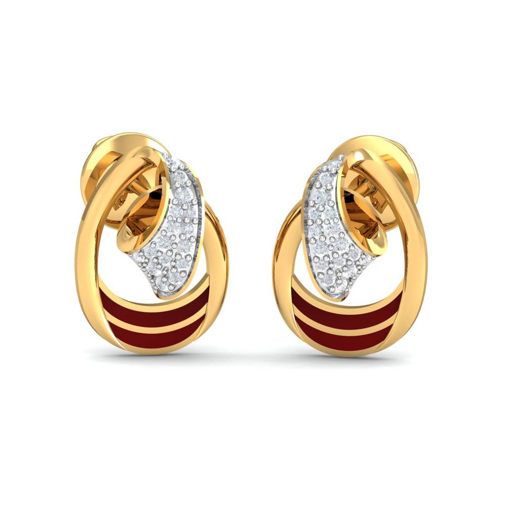 KuberBox 18K Yellow Gold Fiesta Enamel Stud Earrings