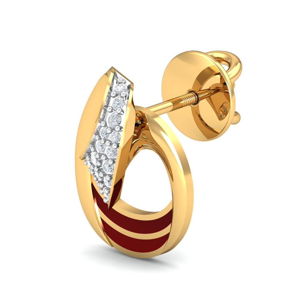 KuberBox 18K Yellow Gold Fiesta Enamel Stud Earrings