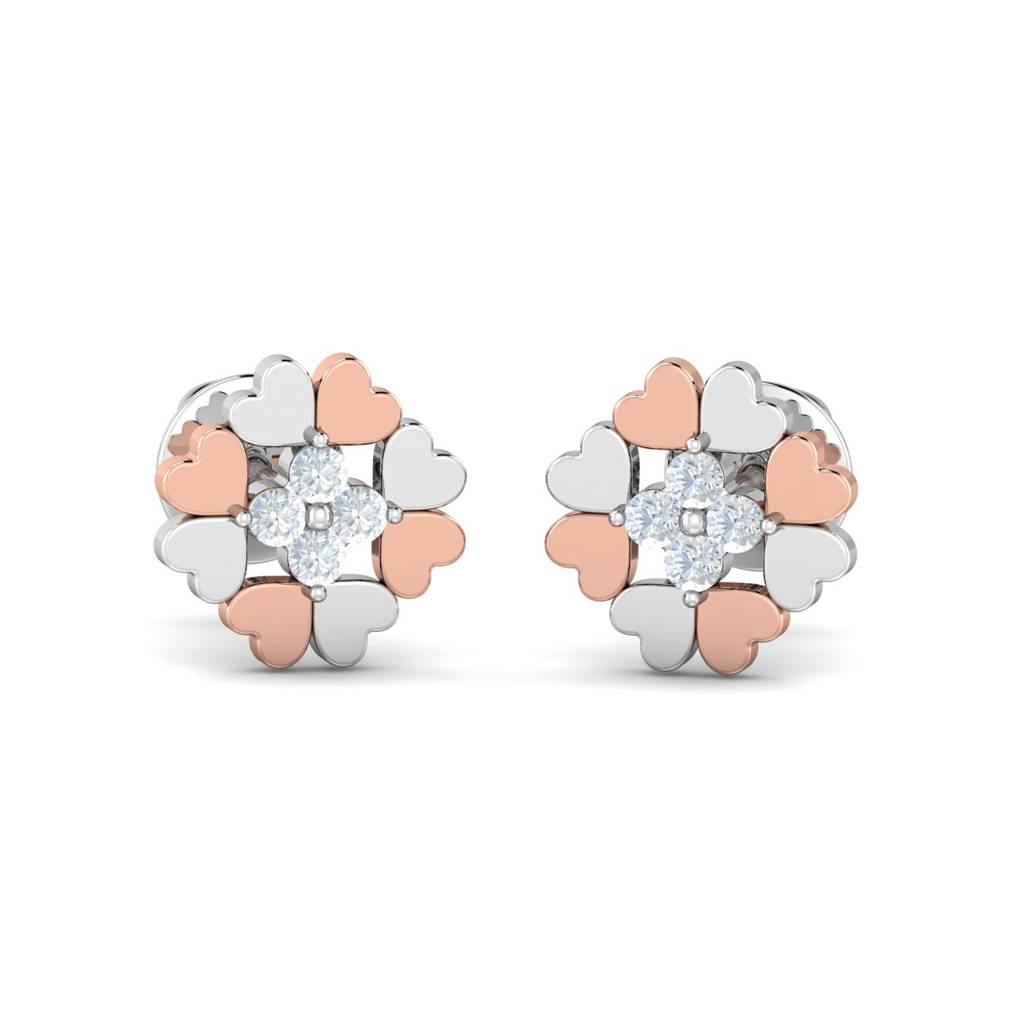 KuberBox 18K White Gold Afua Heart Earrings