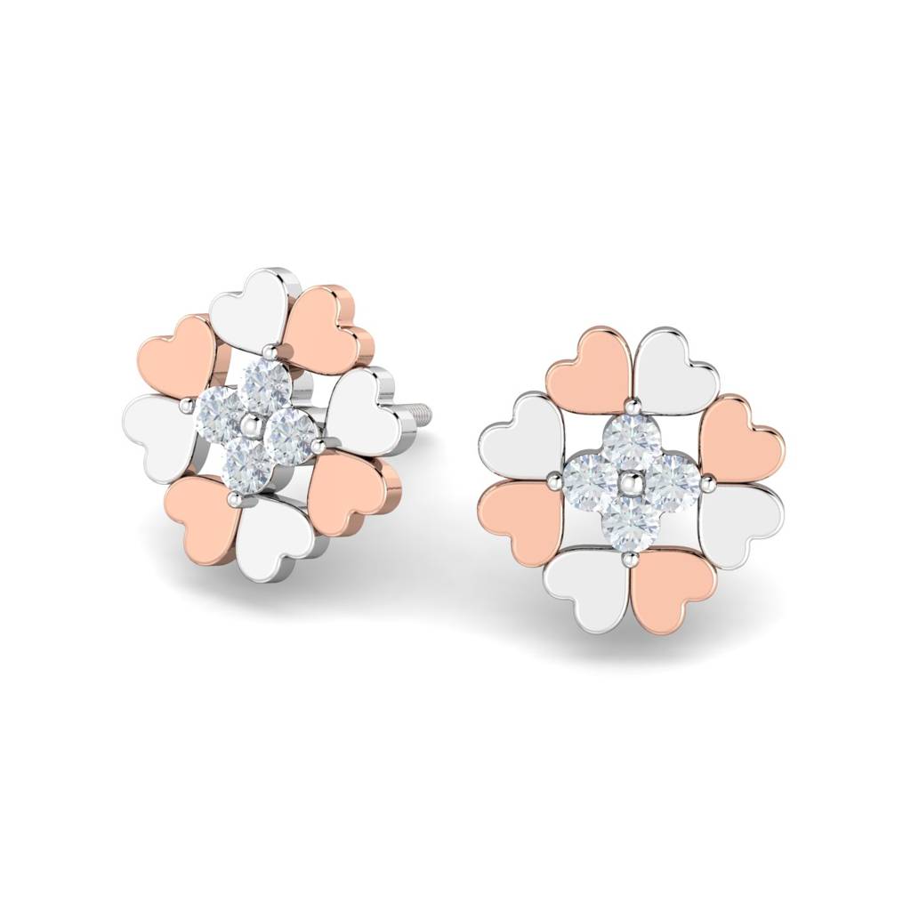 KuberBox 18K White Gold Afua Heart Earrings