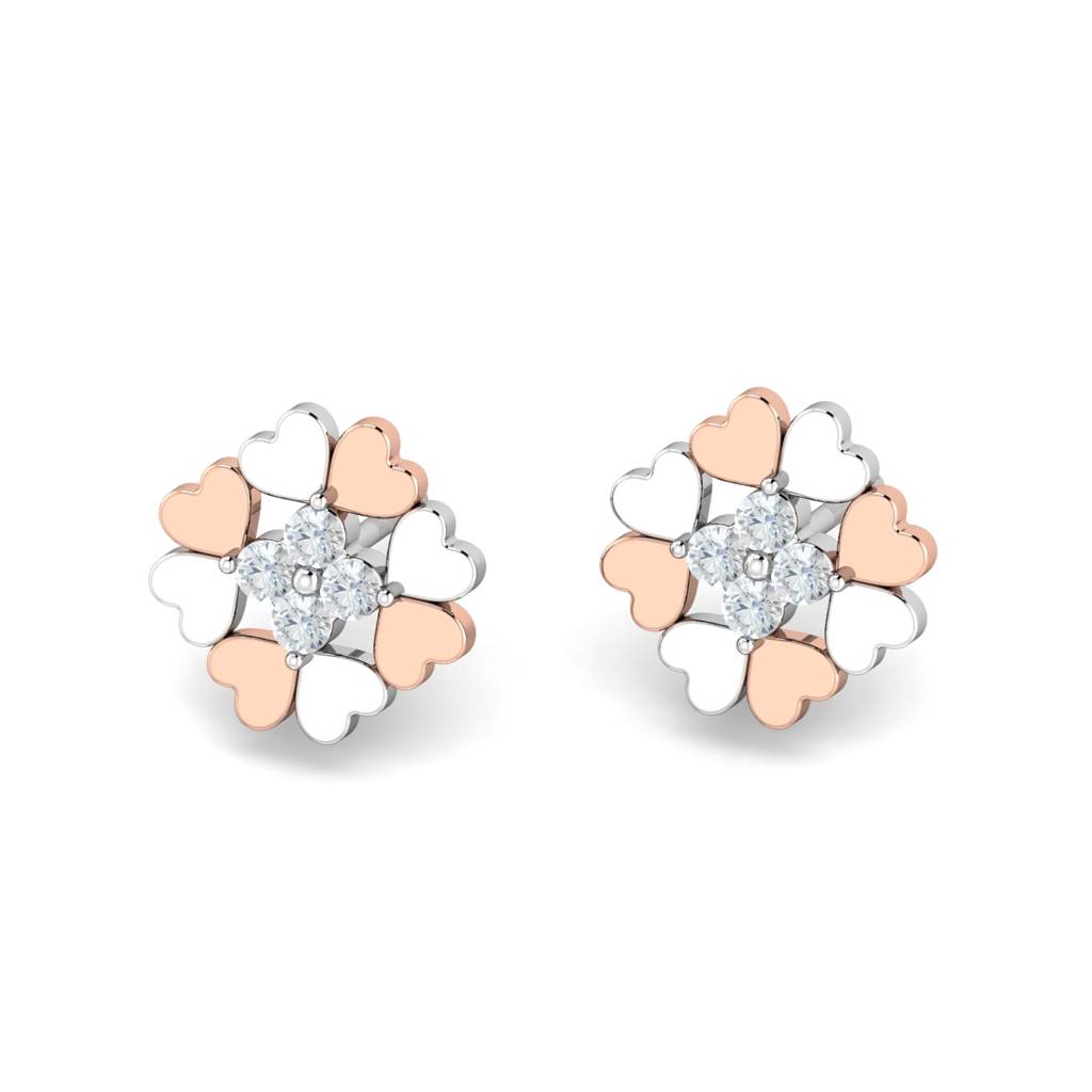 KuberBox 18K White Gold Afua Heart Earrings