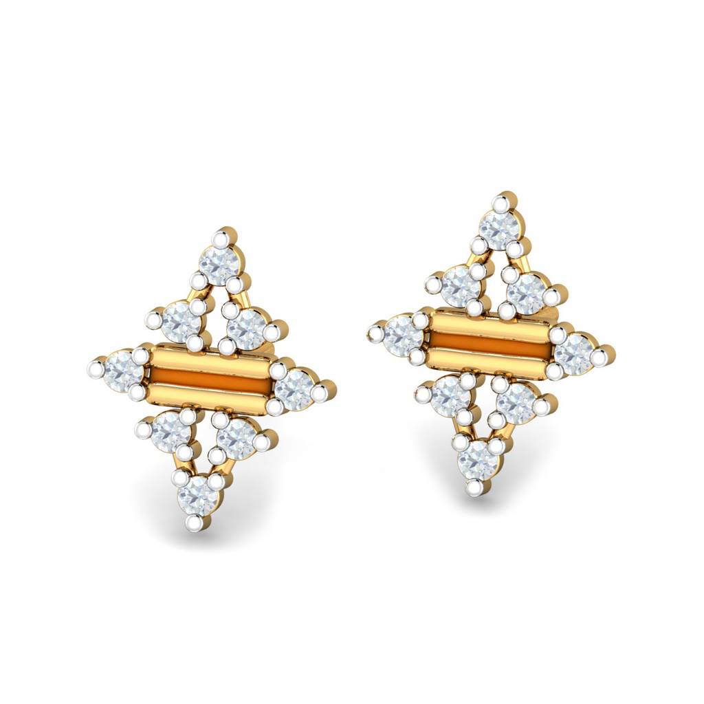 KuberBox 18K Yellow Gold Desire Enamel Earrings