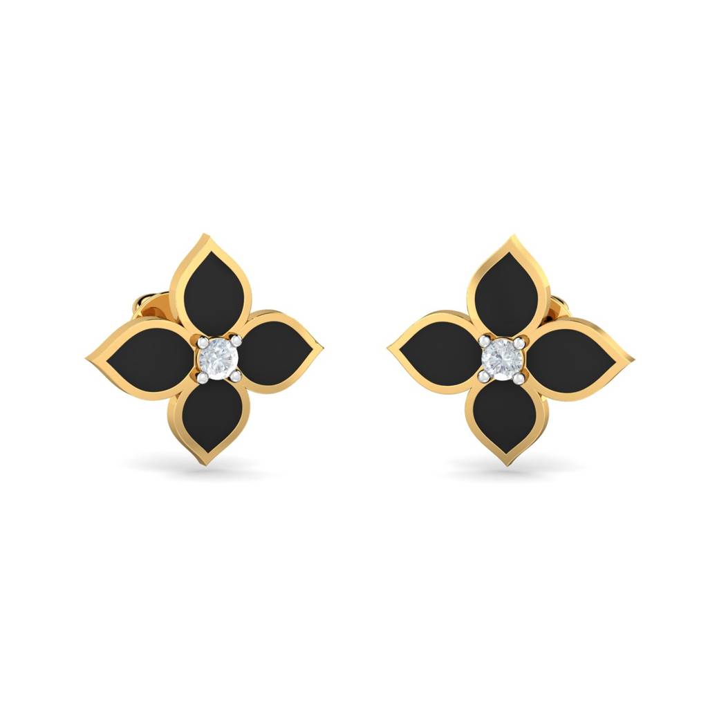 KuberBox 18K Yellow Gold Ayo Enamel Earrings