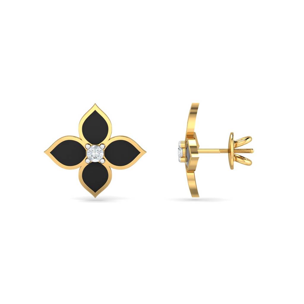 KuberBox 18K Yellow Gold Ayo Enamel Earrings