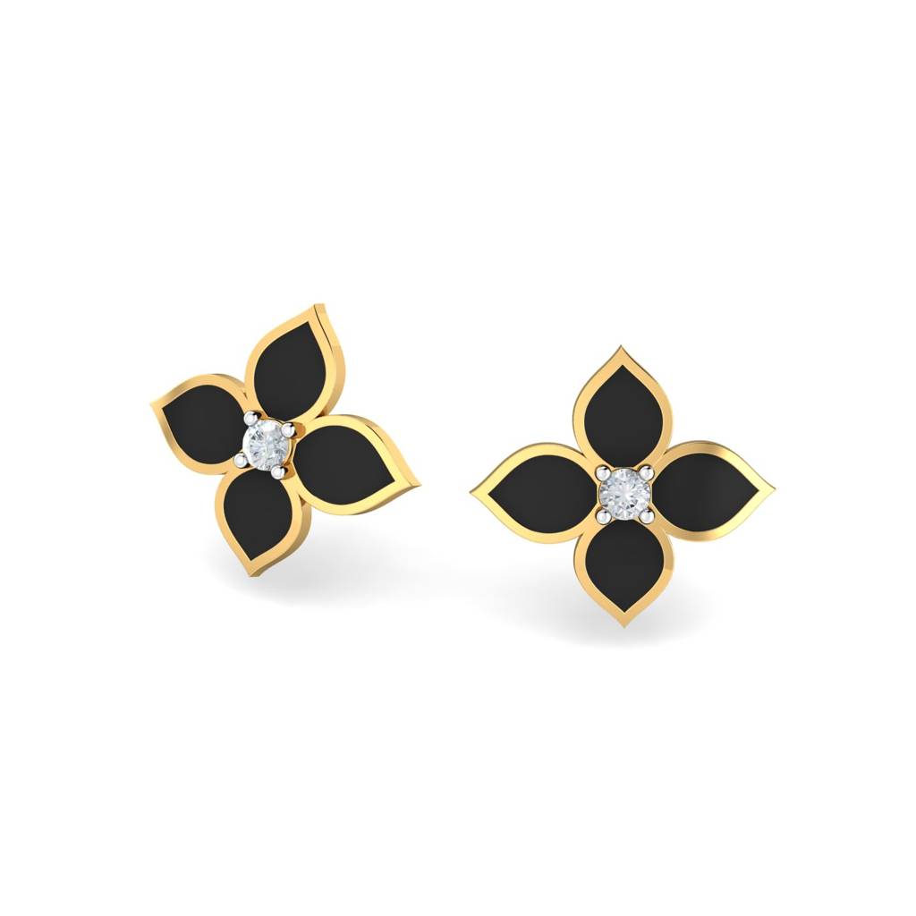 KuberBox 18K Yellow Gold Ayo Enamel Earrings