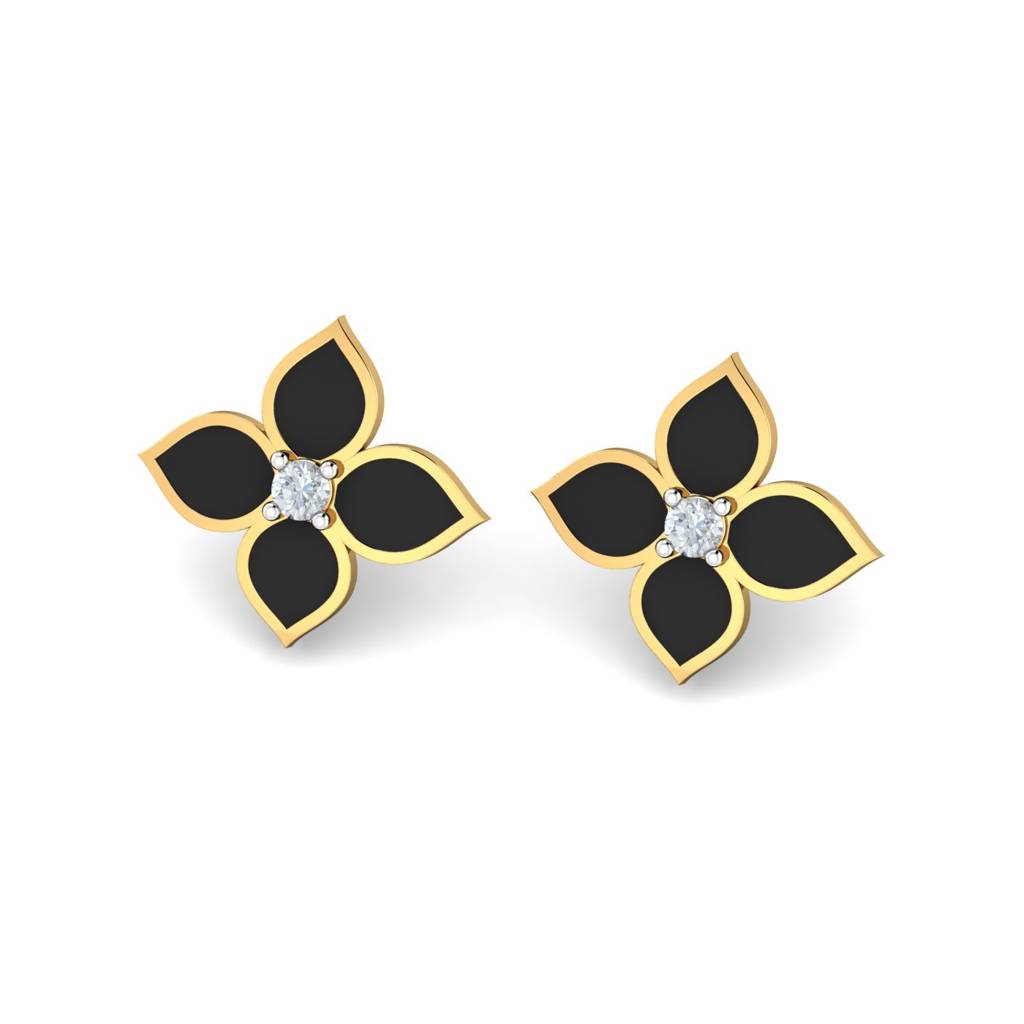 KuberBox 18K Yellow Gold Ayo Enamel Earrings