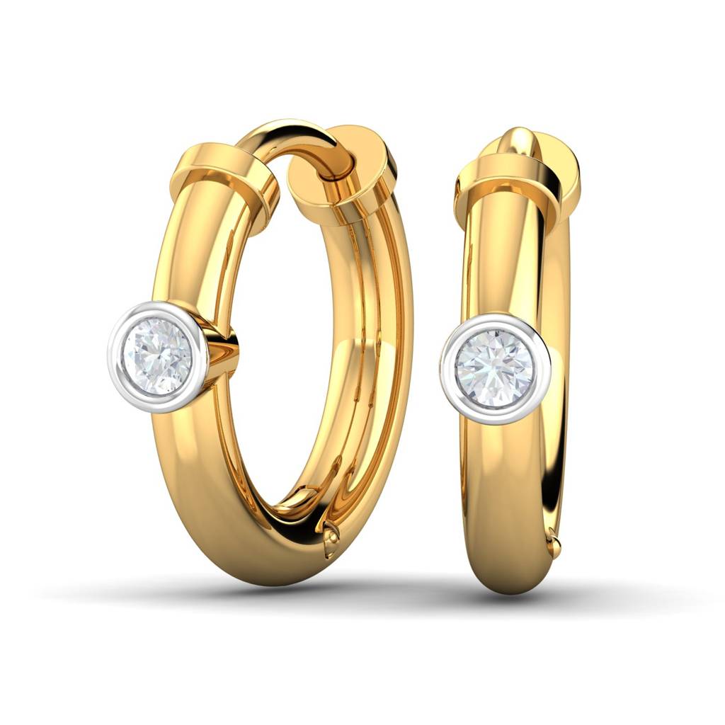 KuberBox 18K Yellow Gold Akilah Diamond Hoops