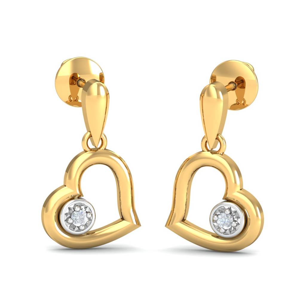 KuberBox 18K Yellow Gold Ela Heart Earrings