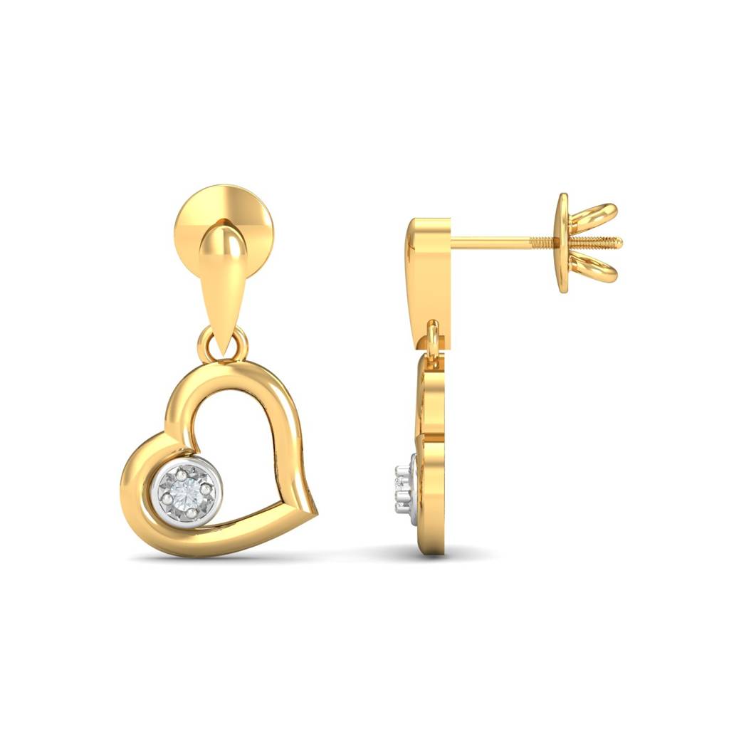 KuberBox 18K Yellow Gold Ela Heart Earrings