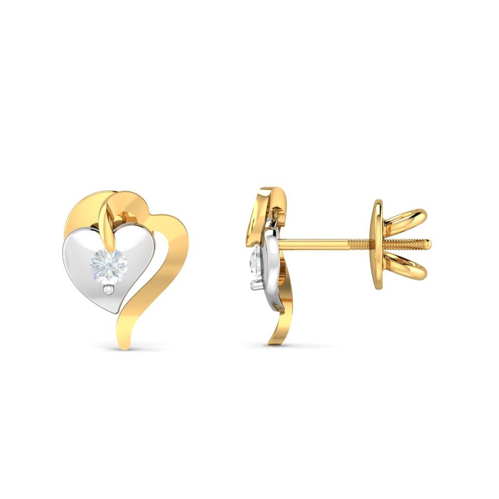 KuberBox 18K Yellow Gold Anna Heart Stud Earrings