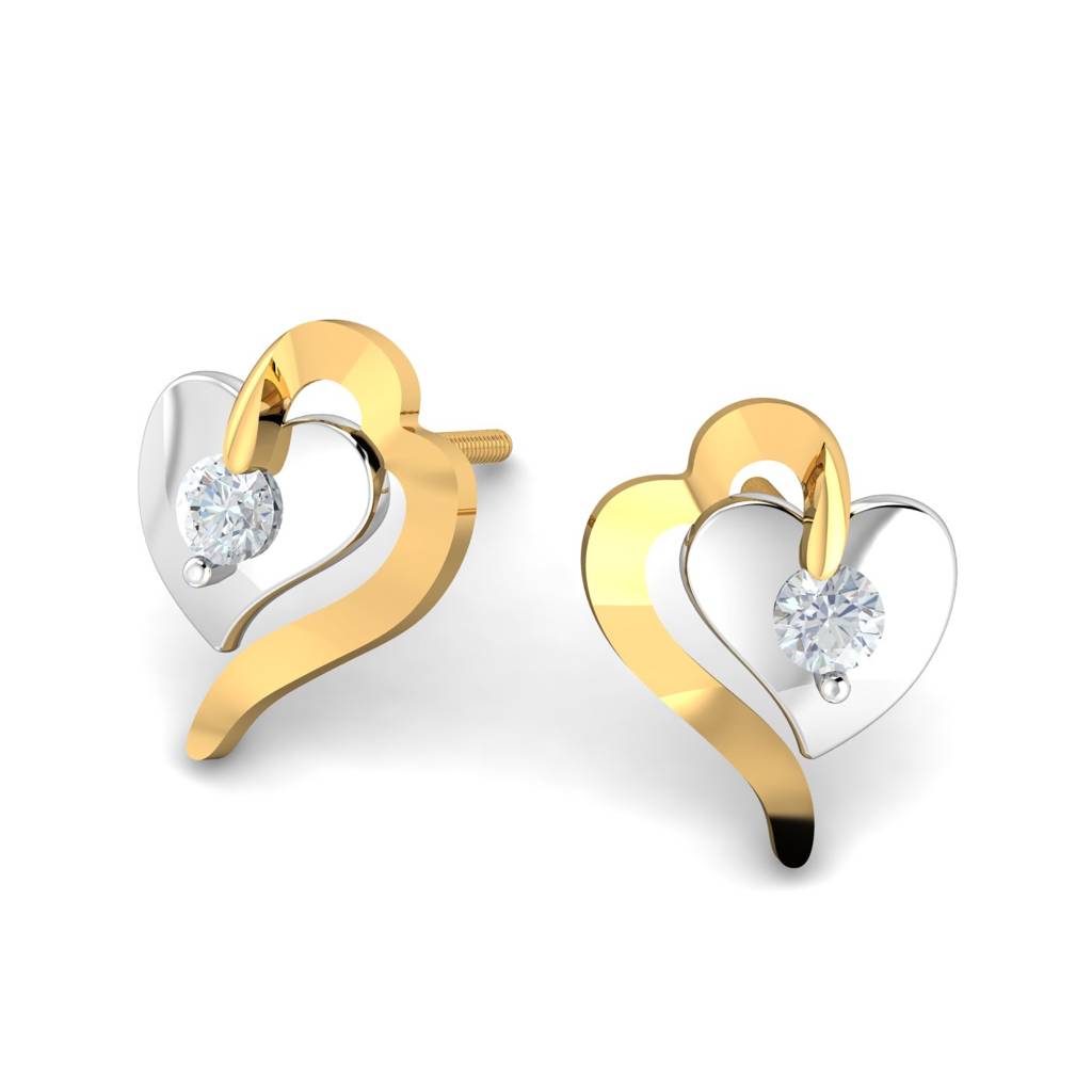 KuberBox 18K Yellow Gold Anna Heart Stud Earrings