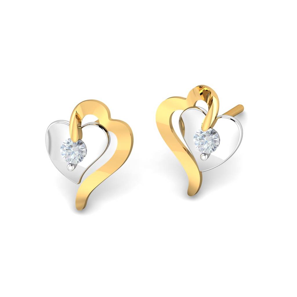 KuberBox 18K Yellow Gold Anna Heart Stud Earrings