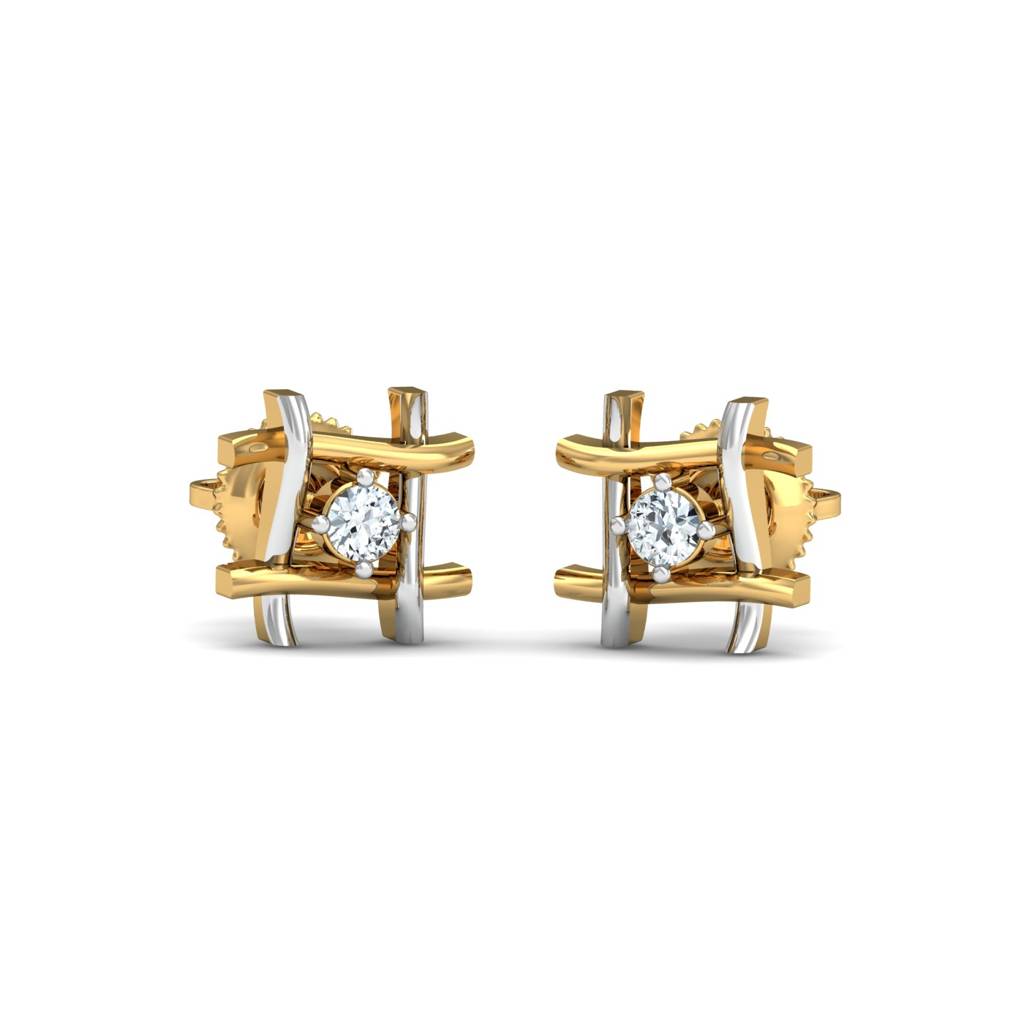 KuberBox 18K Yellow Gold Korners Stud Earrings