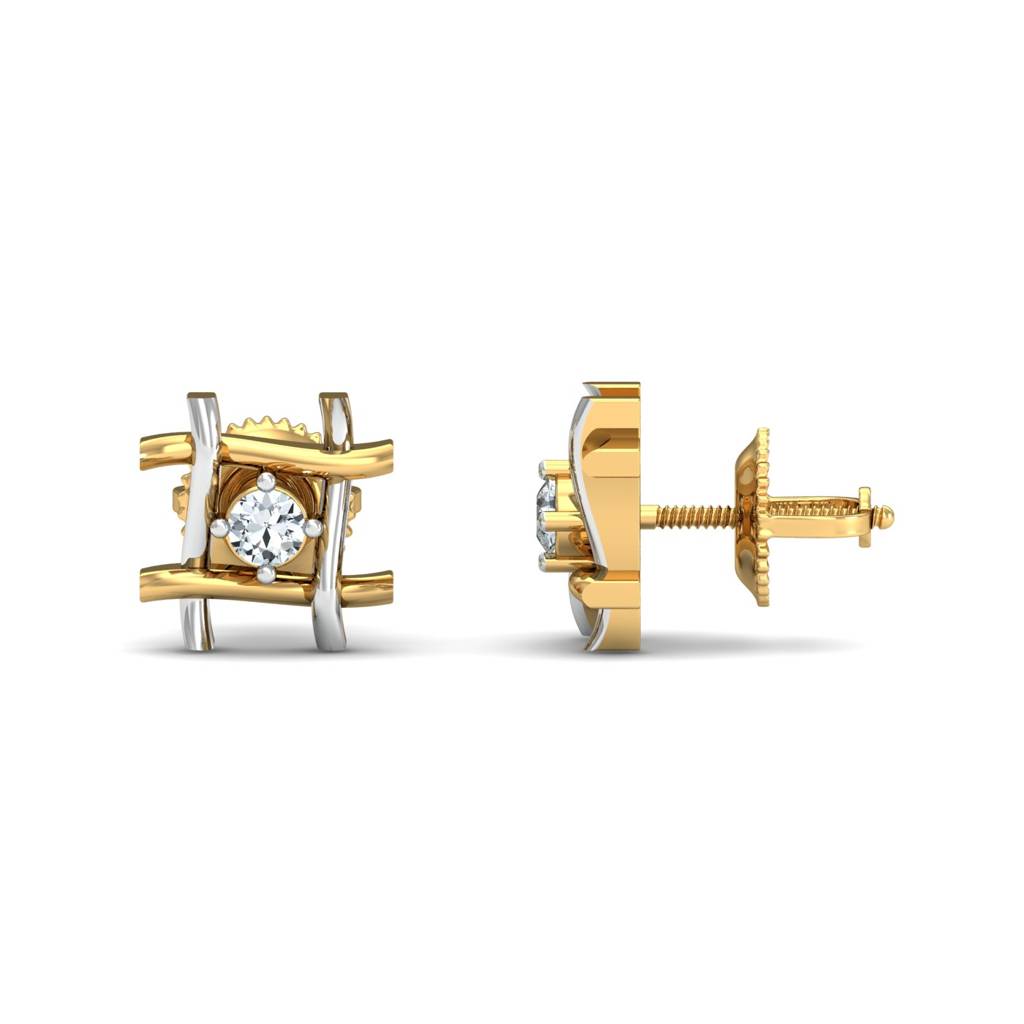 KuberBox 18K Yellow Gold Korners Stud Earrings