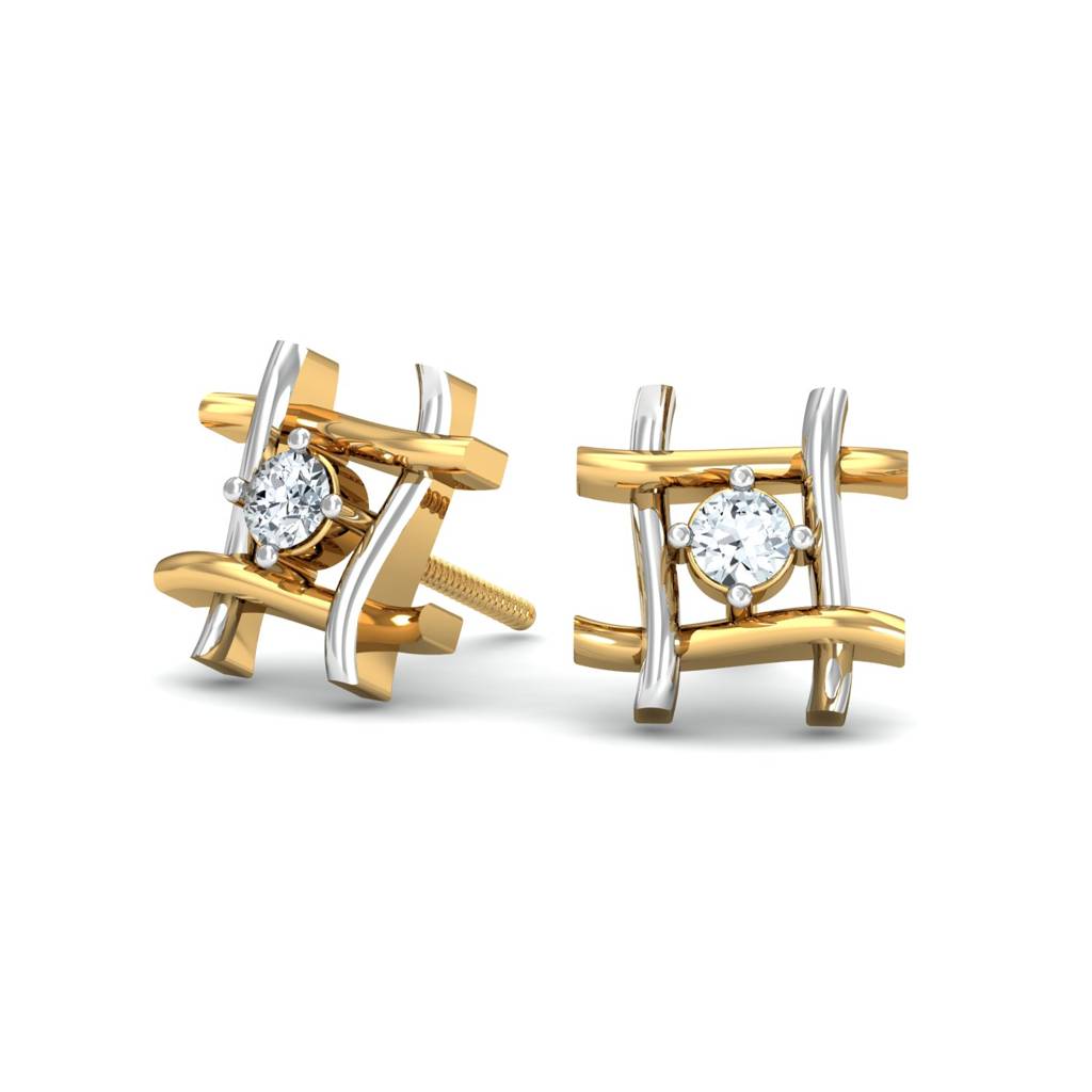 KuberBox 18K Yellow Gold Korners Stud Earrings