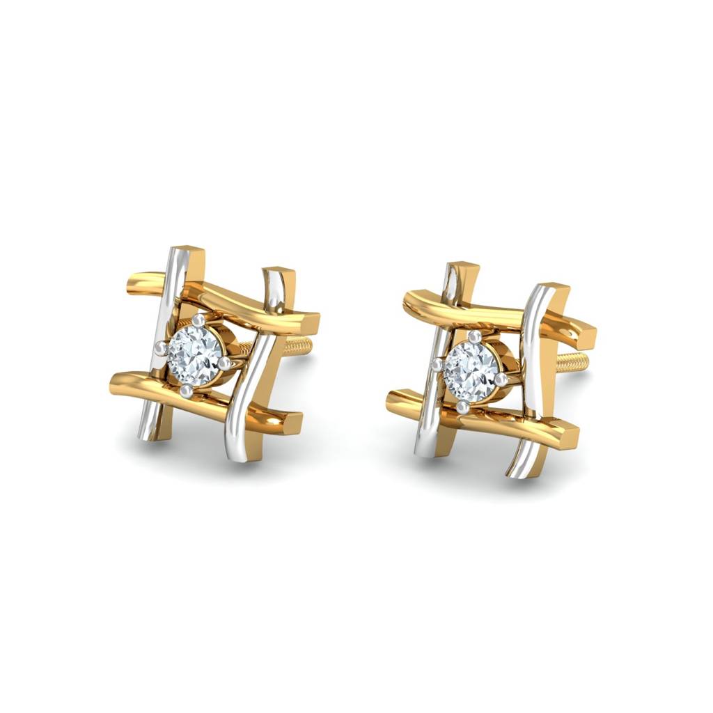 KuberBox 18K Yellow Gold Korners Stud Earrings