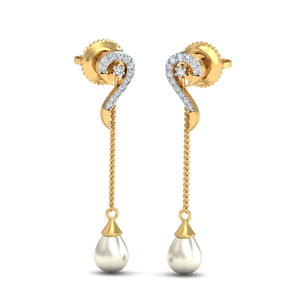 KuberBox 18K Yellow Gold Lindo Pearl Drop Earrings