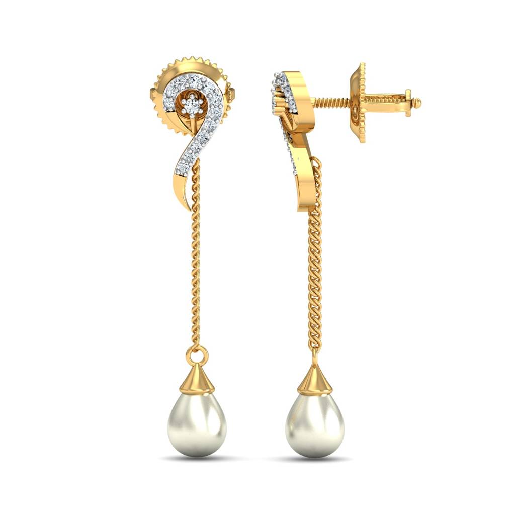 KuberBox 18K Yellow Gold Lindo Pearl Drop Earrings