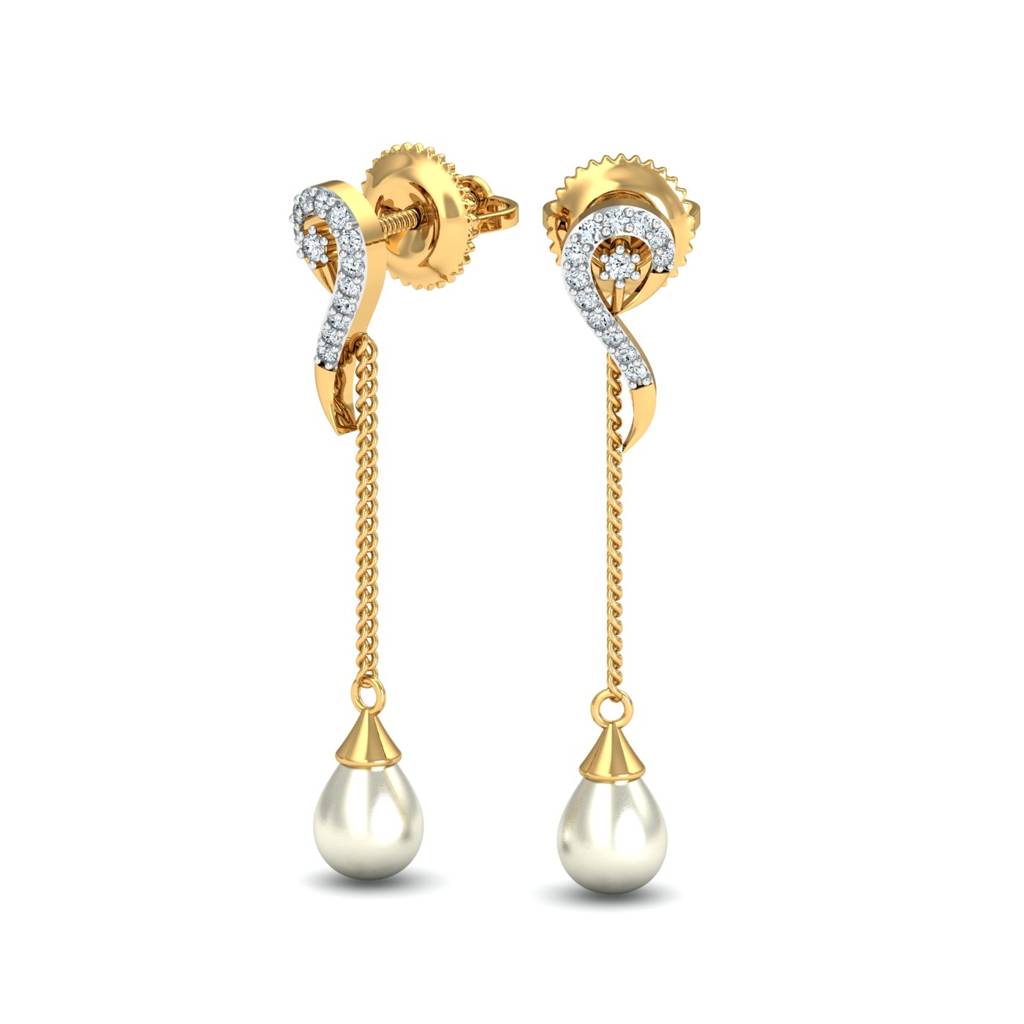 KuberBox 18K Yellow Gold Lindo Pearl Drop Earrings