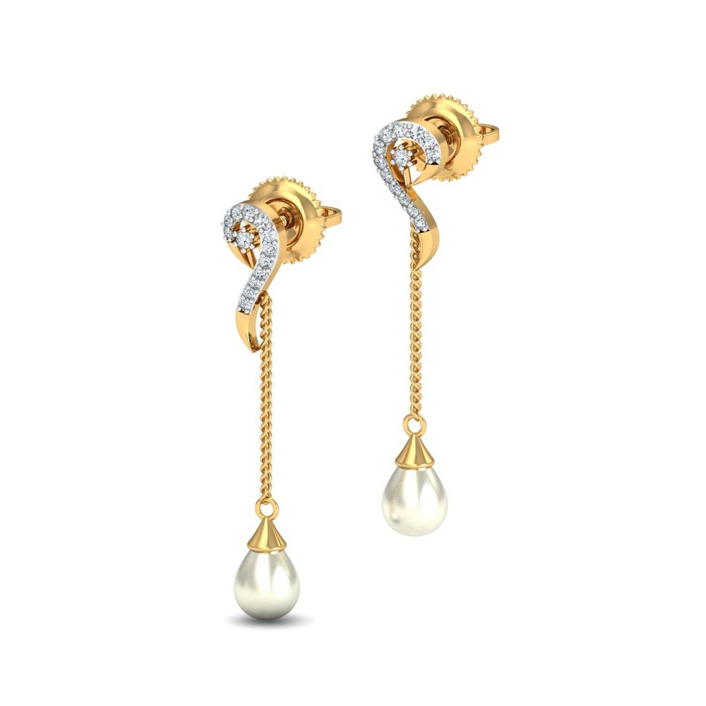 KuberBox 18K Yellow Gold Lindo Pearl Drop Earrings