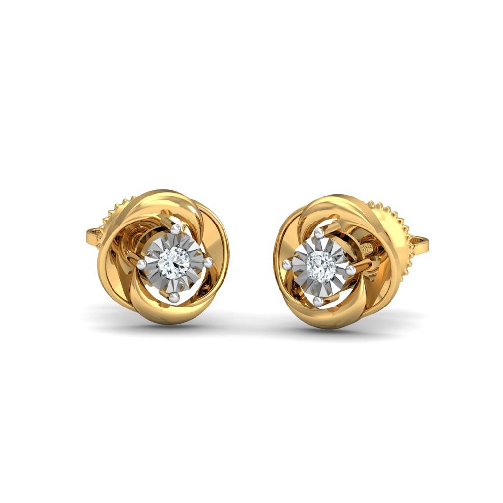 KuberBox 18K Yellow Gold La Illusio Stud Earrings