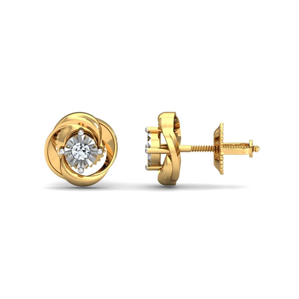 KuberBox 18K Yellow Gold La Illusio Stud Earrings