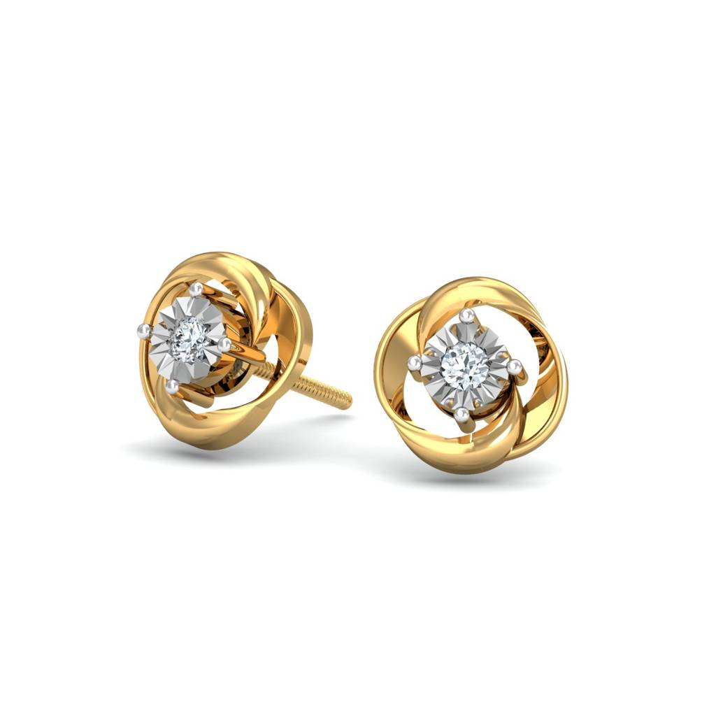 KuberBox 18K Yellow Gold La Illusio Stud Earrings