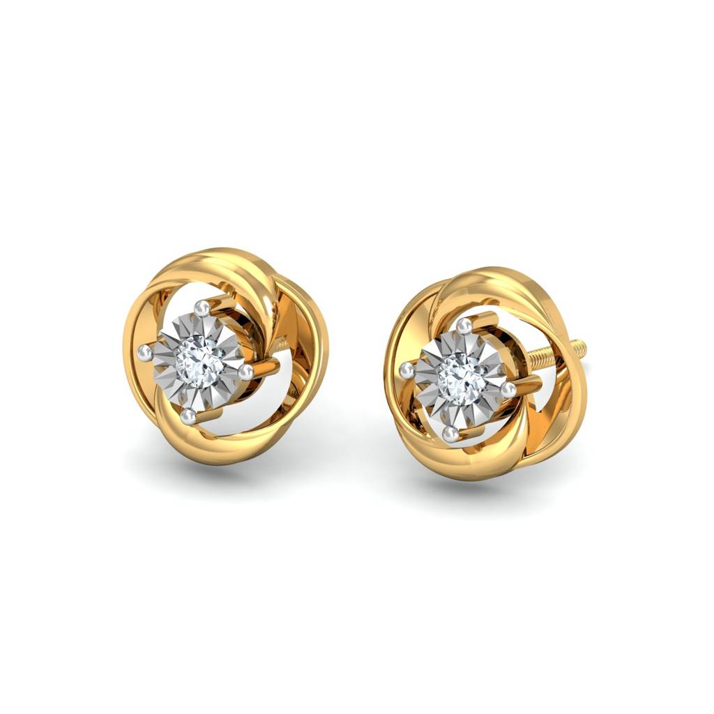 KuberBox 18K Yellow Gold La Illusio Stud Earrings