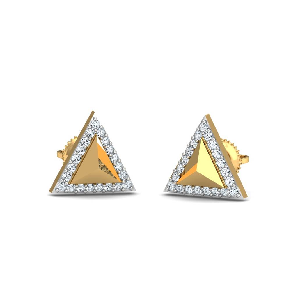 KuberBox 18K Yellow Gold Cerrado Triangle Earrings