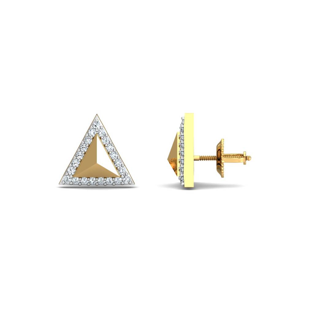 KuberBox 18K Yellow Gold Cerrado Triangle Earrings