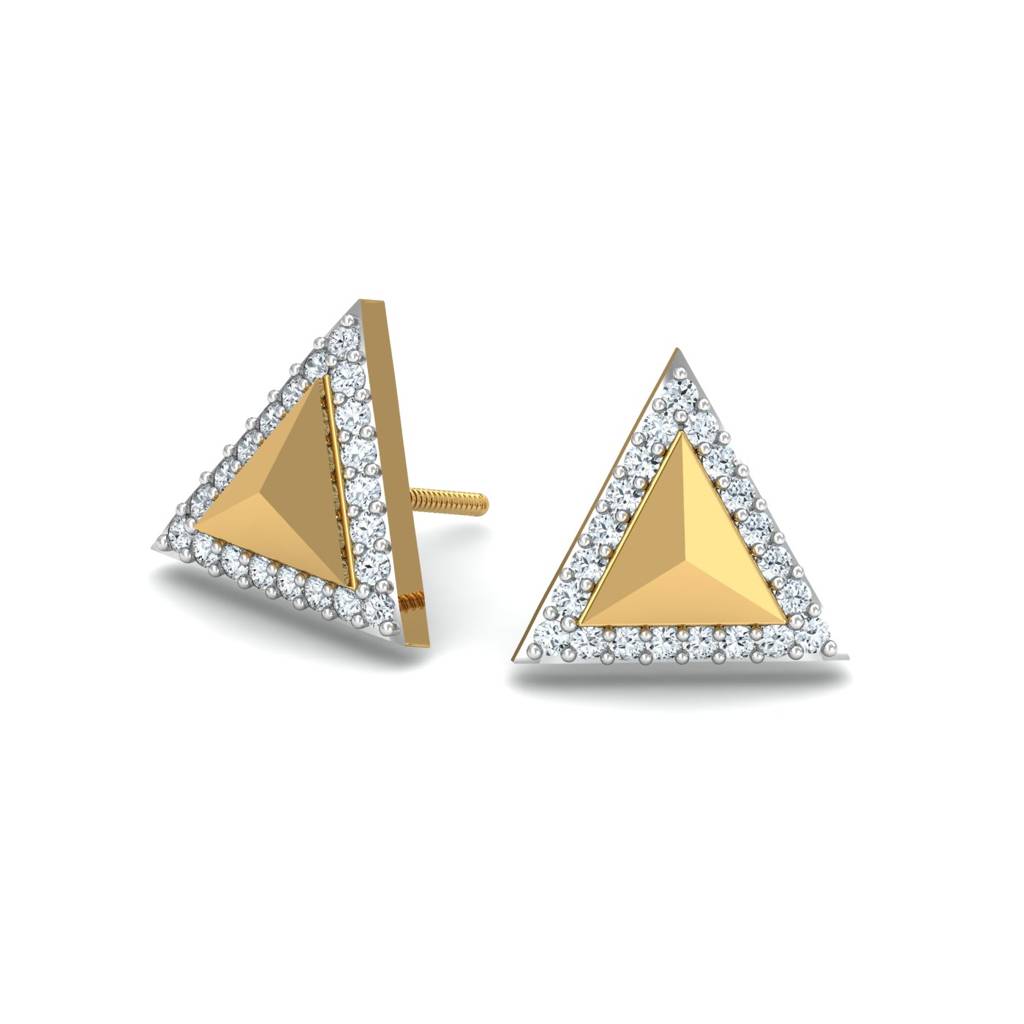 KuberBox 18K Yellow Gold Cerrado Triangle Earrings