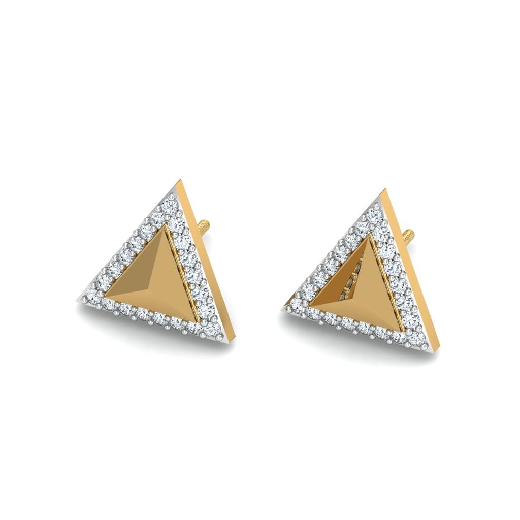 KuberBox 18K Yellow Gold Cerrado Triangle Earrings