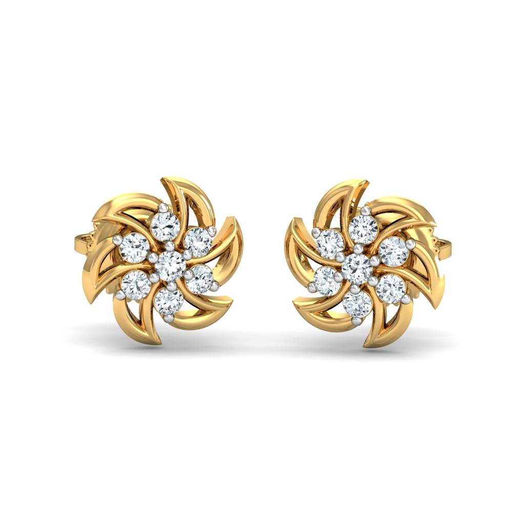 KuberBox 18K Yellow Gold Rueda Stud Earrings