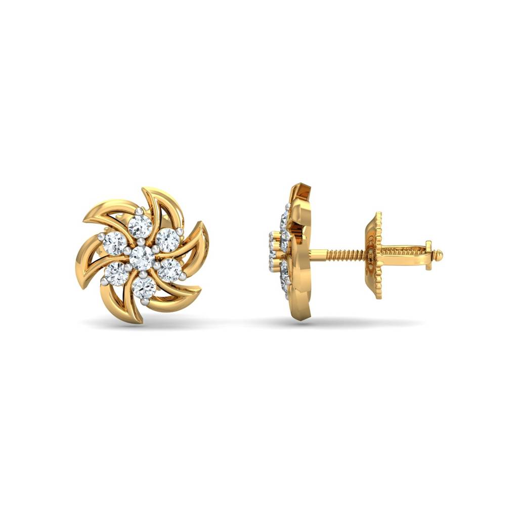 KuberBox 18K Yellow Gold Rueda Stud Earrings