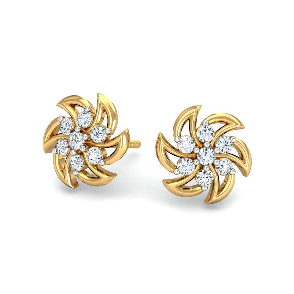 KuberBox 18K Yellow Gold Rueda Stud Earrings